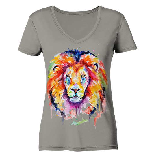 Bunter Löwe - Ladies V-Neck Shirt