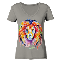 Lade das Bild in den Galerie-Viewer, Bunter Löwe - Ladies V-Neck Shirt
