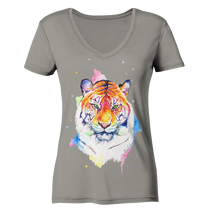 Lade das Bild in den Galerie-Viewer, Bunter Tiger - Ladies V-Neck Shirt
