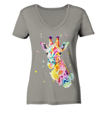 Lade das Bild in den Galerie-Viewer, Bunte Giraffe - Ladies V-Neck Shirt
