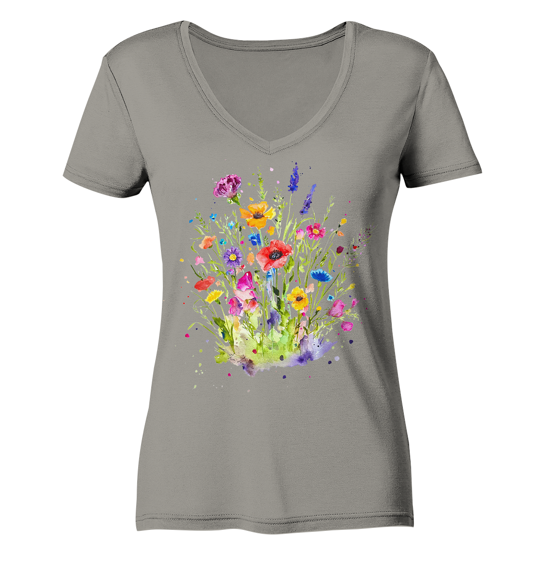 Wildblumen in Aquarell - Ladies V-Neck Shirt