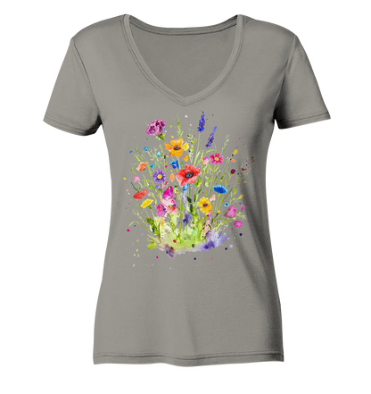 Wildblumen in Aquarell - Ladies V-Neck Shirt