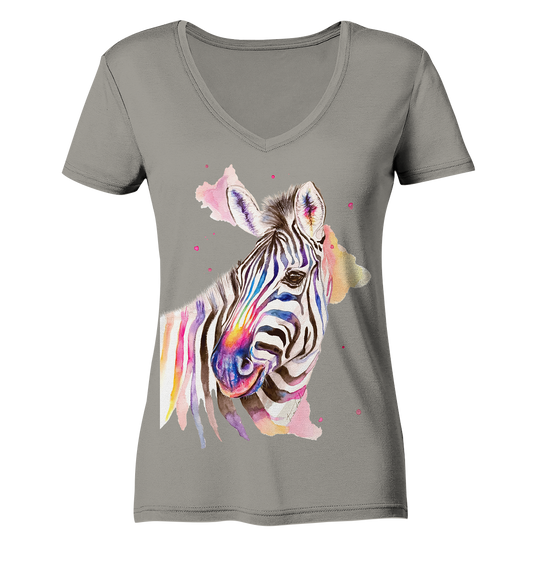 Buntes Zebra - Ladies V-Neck Shirt