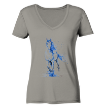 Lade das Bild in den Galerie-Viewer, Blaues Einhorn - Ladies V-Neck Shirt

