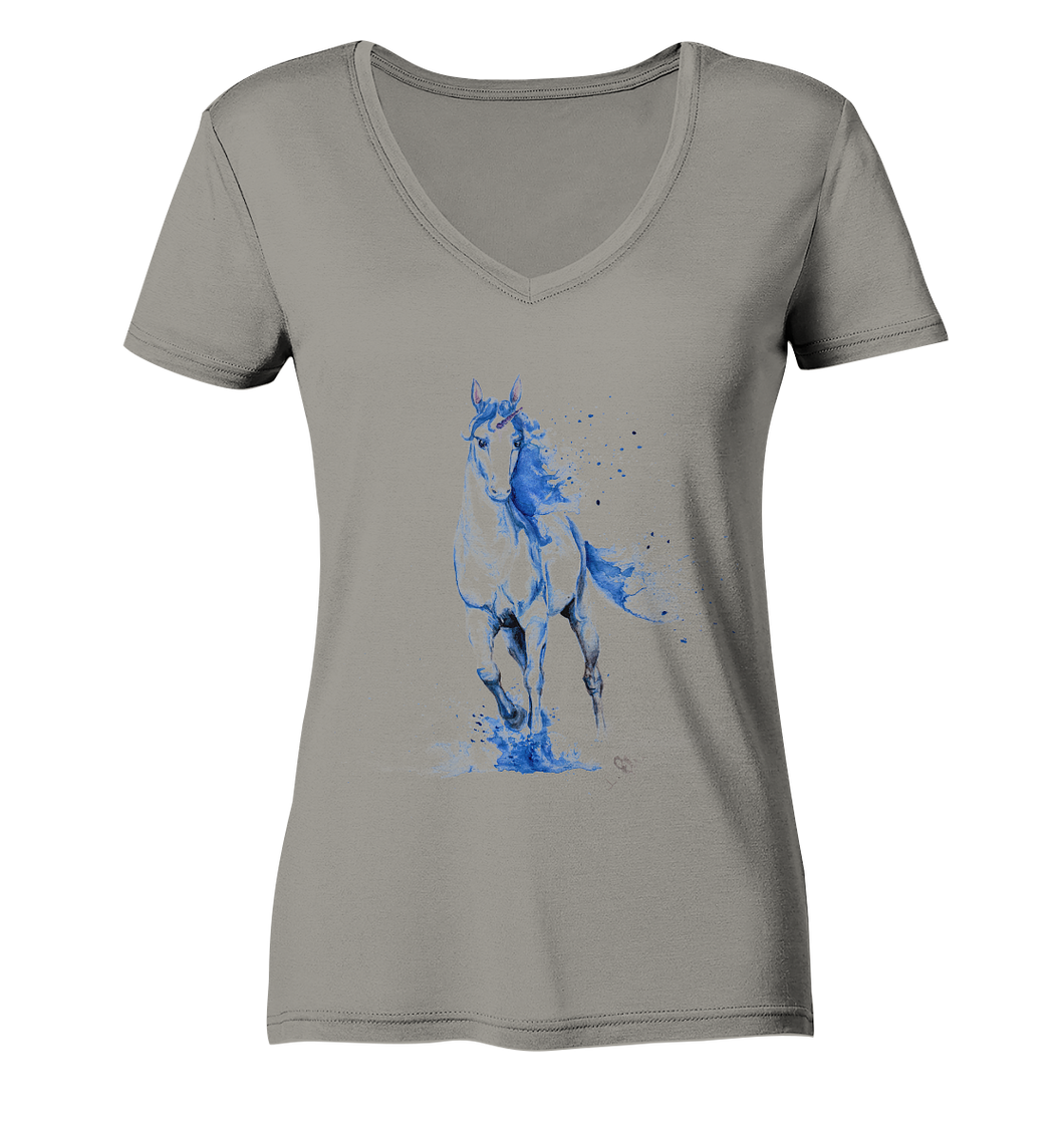 Blaues Einhorn - Ladies V-Neck Shirt