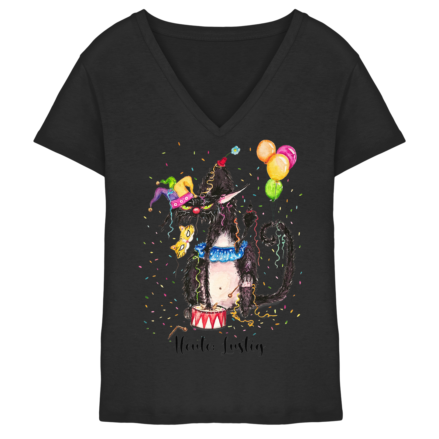 Lustige F*U-Cat  - Ladies V-Neck Shirt