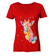 Lade das Bild in den Galerie-Viewer, Bunte Giraffe - Ladies V-Neck Shirt
