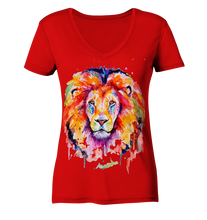 Lade das Bild in den Galerie-Viewer, Bunter Löwe - Ladies V-Neck Shirt
