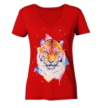Lade das Bild in den Galerie-Viewer, Bunter Tiger - Ladies V-Neck Shirt
