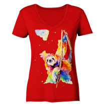 Lade das Bild in den Galerie-Viewer, Buntes Faultier - Ladies V-Neck Shirt
