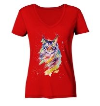 Lade das Bild in den Galerie-Viewer, Bunte Katze - Ladies V-Neck Shirt
