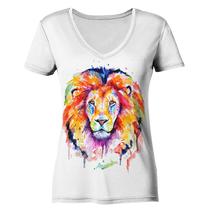 Lade das Bild in den Galerie-Viewer, Bunter Löwe - Ladies V-Neck Shirt
