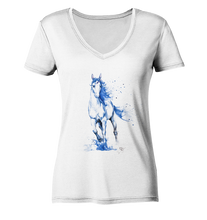 Lade das Bild in den Galerie-Viewer, Blaues Einhorn - Ladies V-Neck Shirt

