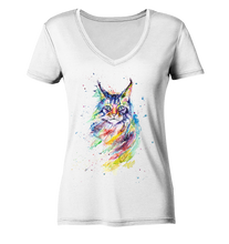 Lade das Bild in den Galerie-Viewer, Bunte Katze - Ladies V-Neck Shirt
