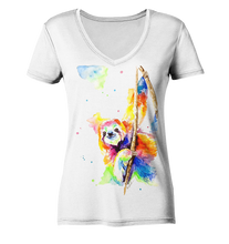 Lade das Bild in den Galerie-Viewer, Buntes Faultier - Ladies V-Neck Shirt
