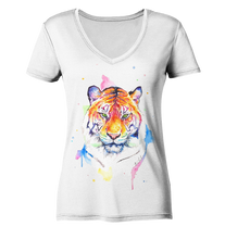 Lade das Bild in den Galerie-Viewer, Bunter Tiger - Ladies V-Neck Shirt
