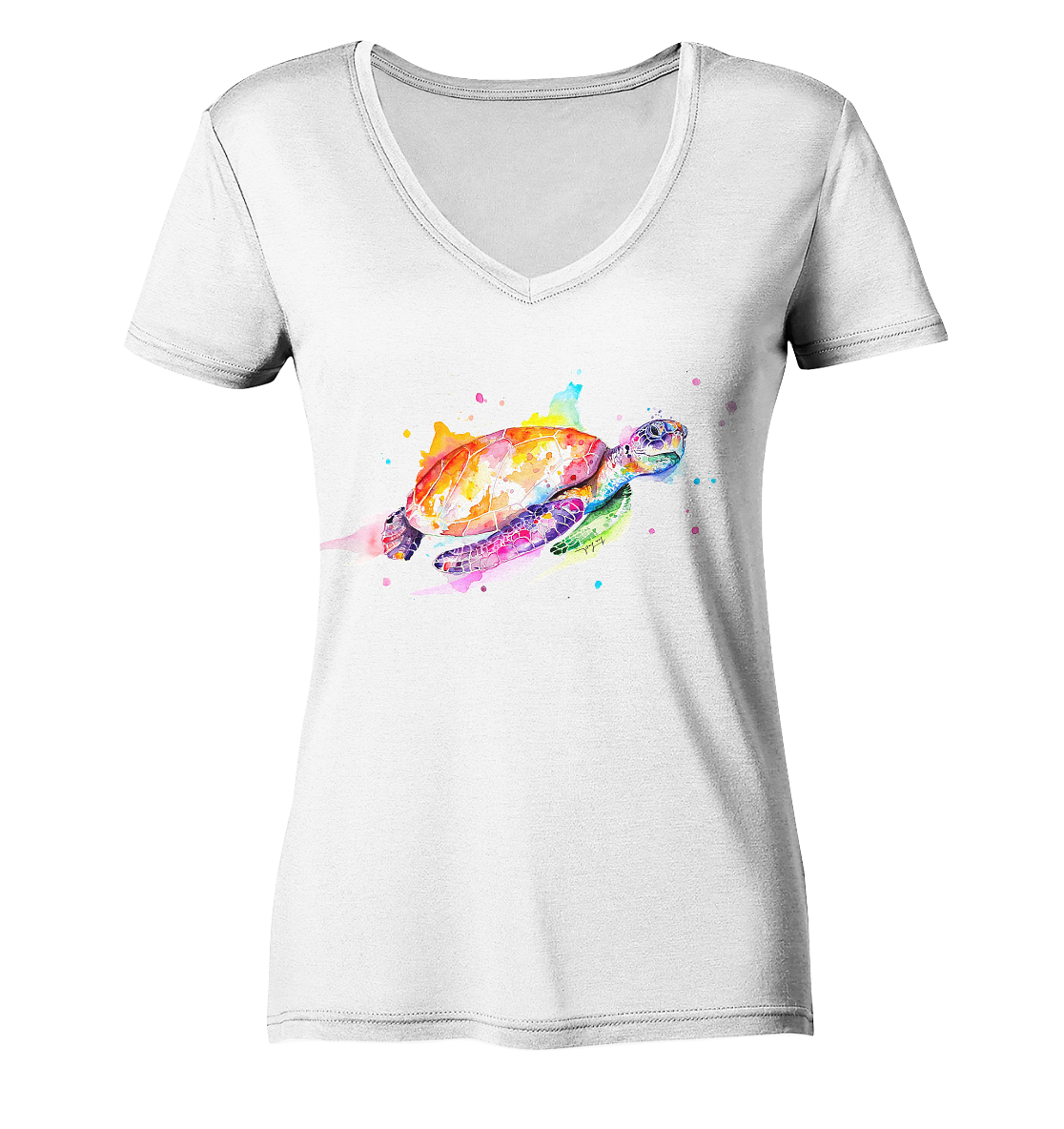 Bunte Meeresschildkröte - Ladies V-Neck Shirt