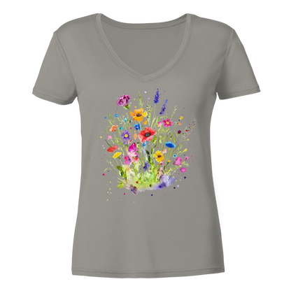 Wildblumen in Aquarell - Ladies V-Neck Shirt