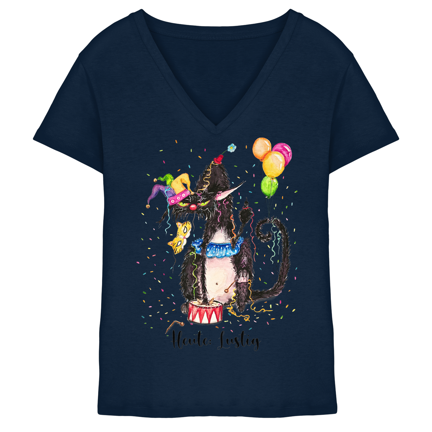 Lustige F*U-Cat  - Ladies V-Neck Shirt