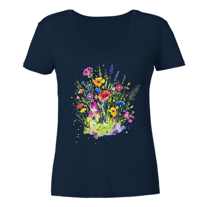 Wildblumen in Aquarell - Ladies V-Neck Shirt