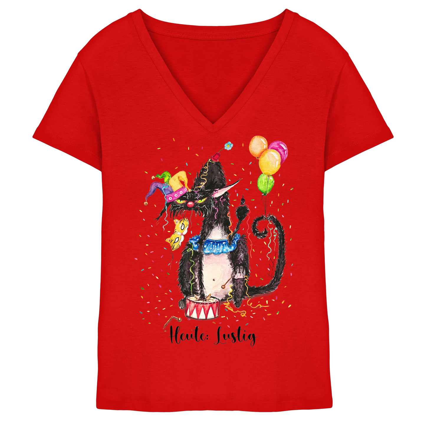 Lustige F*U-Cat  - Ladies V-Neck Shirt