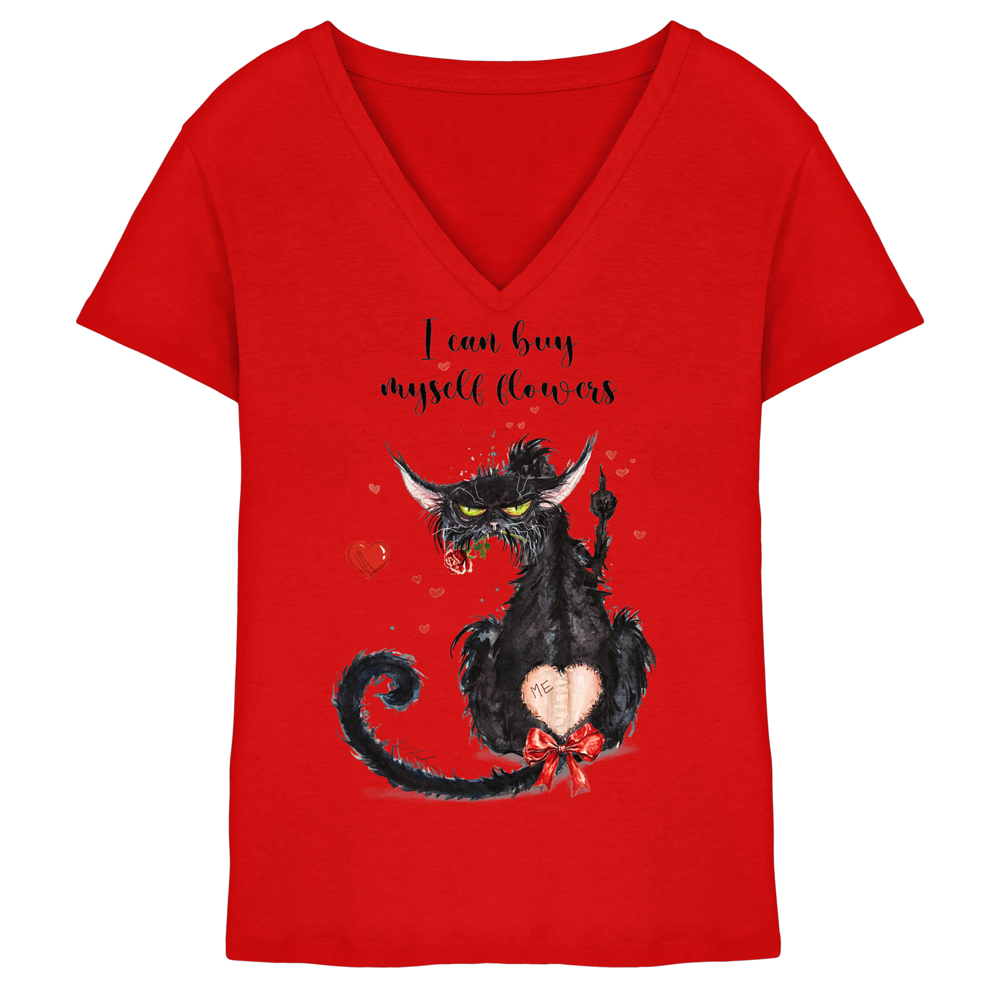Feministische Valentins - F**U-Cat  - Ladies V-Neck Shirt