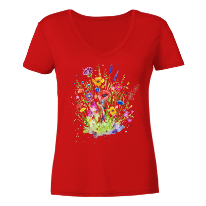 Wildblumen in Aquarell - Ladies V-Neck Shirt