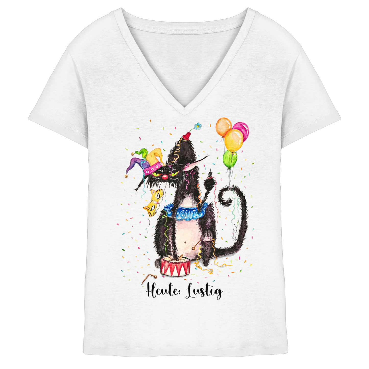 Lustige F*U-Cat  - Ladies V-Neck Shirt