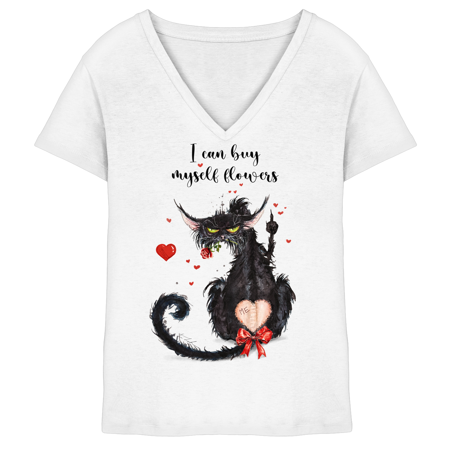 Feministische Valentins - F**U-Cat  - Ladies V-Neck Shirt