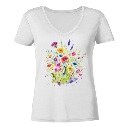 Wildblumen in Aquarell - Ladies V-Neck Shirt