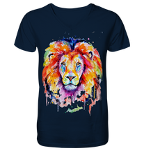 Lade das Bild in den Galerie-Viewer, Bunter Löwe - Mens Organic V-Neck Shirt
