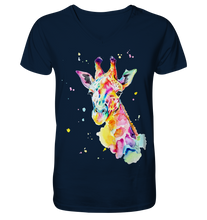 Lade das Bild in den Galerie-Viewer, Bunte Giraffe - Mens Organic V-Neck Shirt

