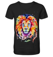 Lade das Bild in den Galerie-Viewer, Bunter Löwe - Mens Organic V-Neck Shirt
