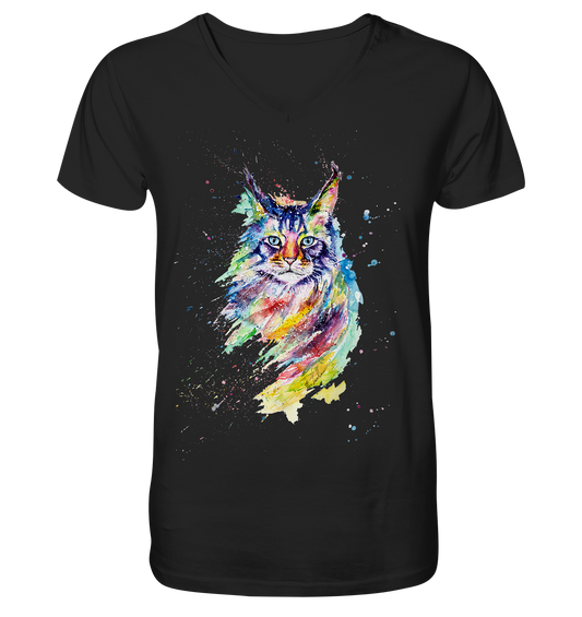 Bunte Katze - Mens Organic V-Neck Shirt