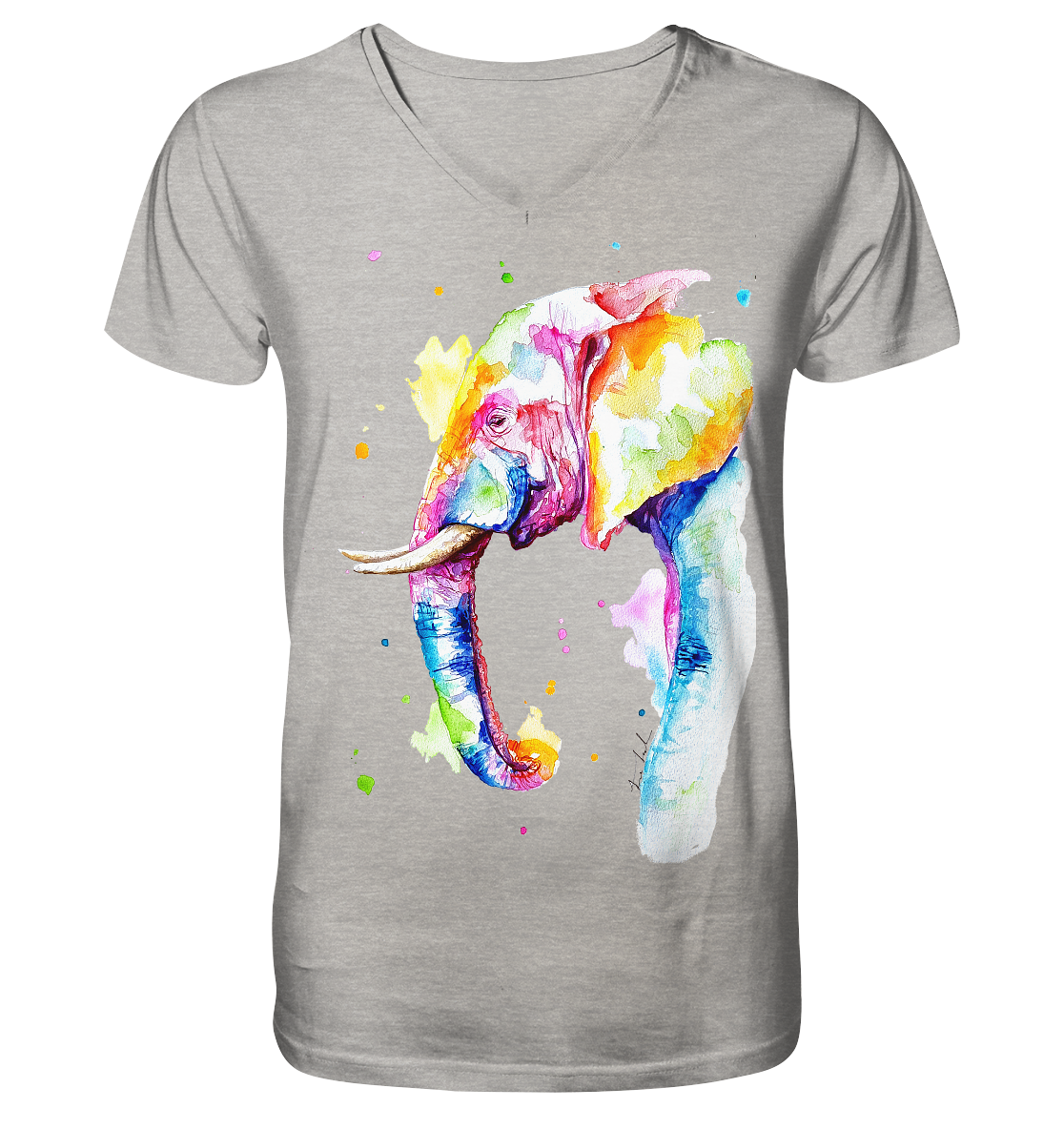 Bunter Elefant - Mens Organic V-Neck Shirt