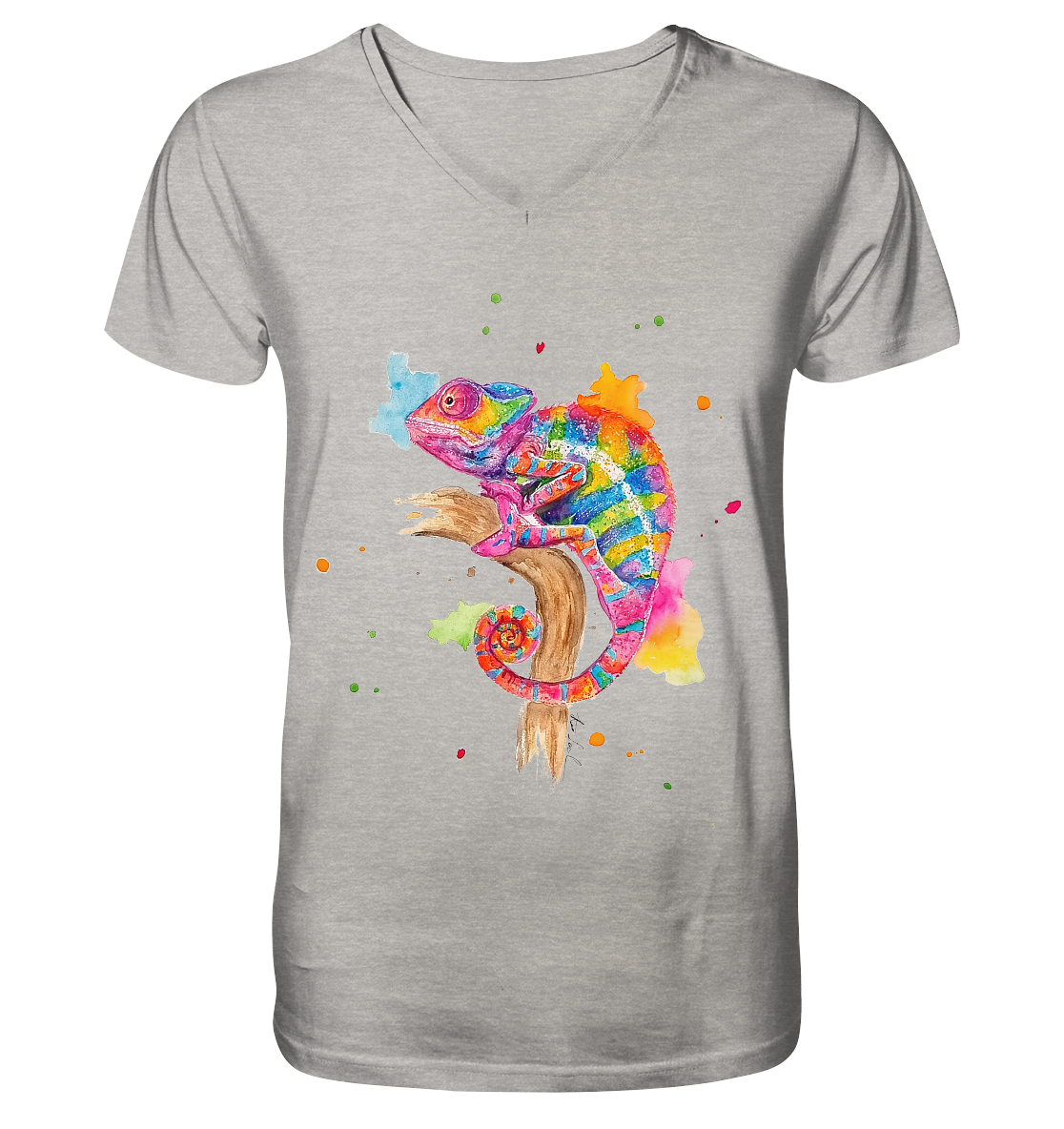 Buntes Chamäleon  - Mens Organic V-Neck Shirt