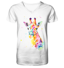 Lade das Bild in den Galerie-Viewer, Bunte Giraffe - Mens Organic V-Neck Shirt
