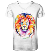 Lade das Bild in den Galerie-Viewer, Bunter Löwe - Mens Organic V-Neck Shirt
