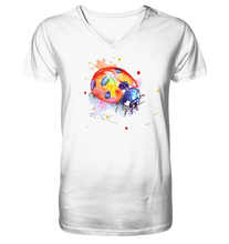 Lade das Bild in den Galerie-Viewer, Bunter Marienkäfer - Mens Organic V-Neck Shirt
