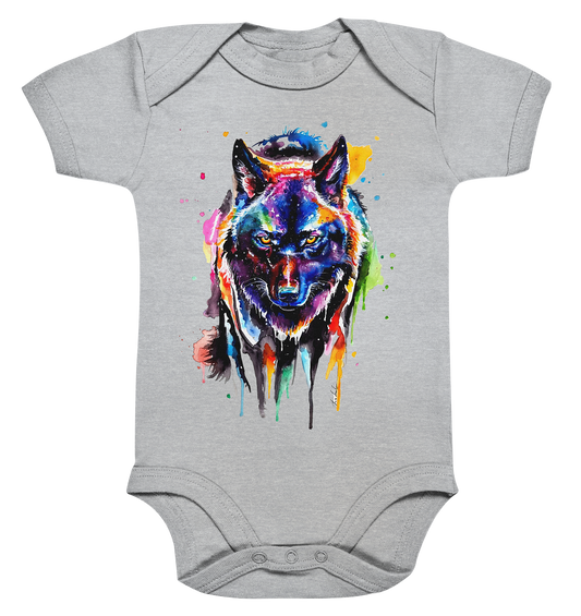 Bunter schwarzer Wolf - Organic Baby Bodysuite