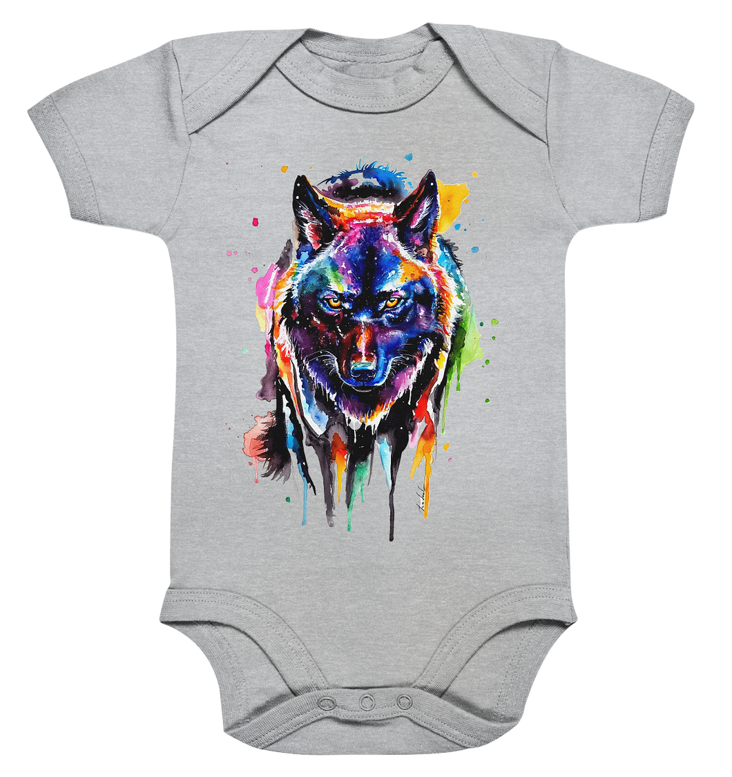 Bunter schwarzer Wolf - Organic Baby Bodysuite