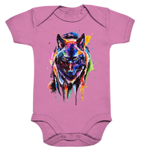 Lade das Bild in den Galerie-Viewer, Bunter schwarzer Wolf - Organic Baby Bodysuite
