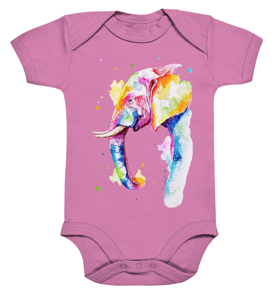 Bunter Elefant - Organic Baby Bodysuite
