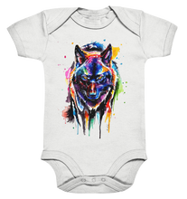 Lade das Bild in den Galerie-Viewer, Bunter schwarzer Wolf - Organic Baby Bodysuite
