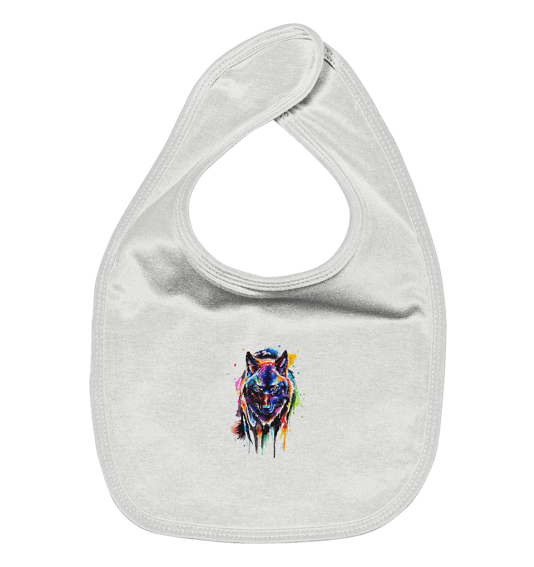 Bunter schwarzer Wolf - Organic Baby-Lätzchen