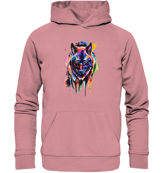 Bunter schwarzer Wolf - Organic Basic Hoodie