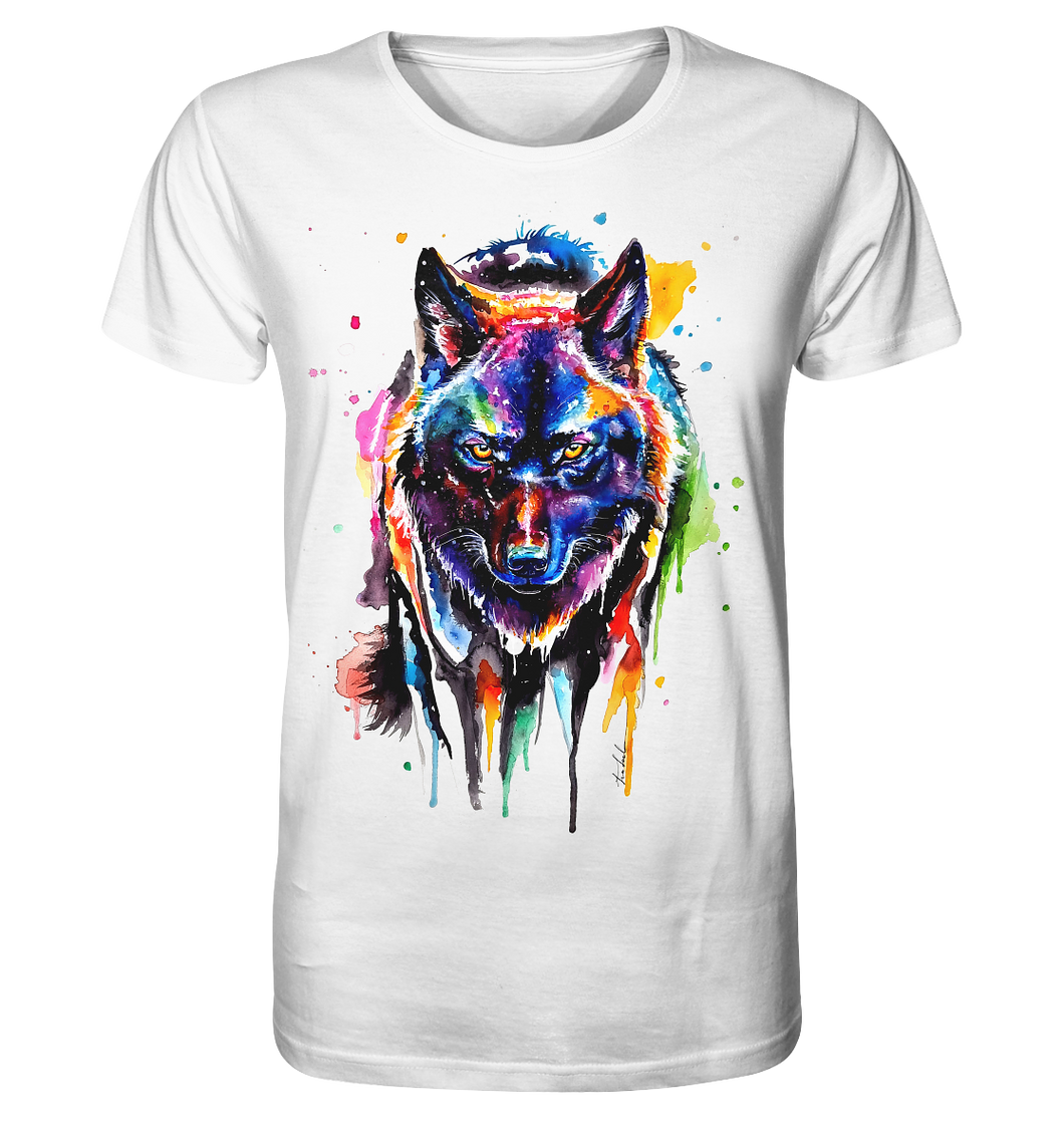 Bunter schwarzer Wolf - Organic Basic Shirt