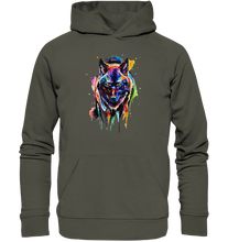 Lade das Bild in den Galerie-Viewer, Bunter schwarzer Wolf - Organic Hoodie
