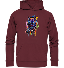 Lade das Bild in den Galerie-Viewer, Bunter schwarzer Wolf - Organic Hoodie
