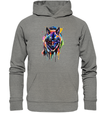 Lade das Bild in den Galerie-Viewer, Bunter schwarzer Wolf - Organic Hoodie
